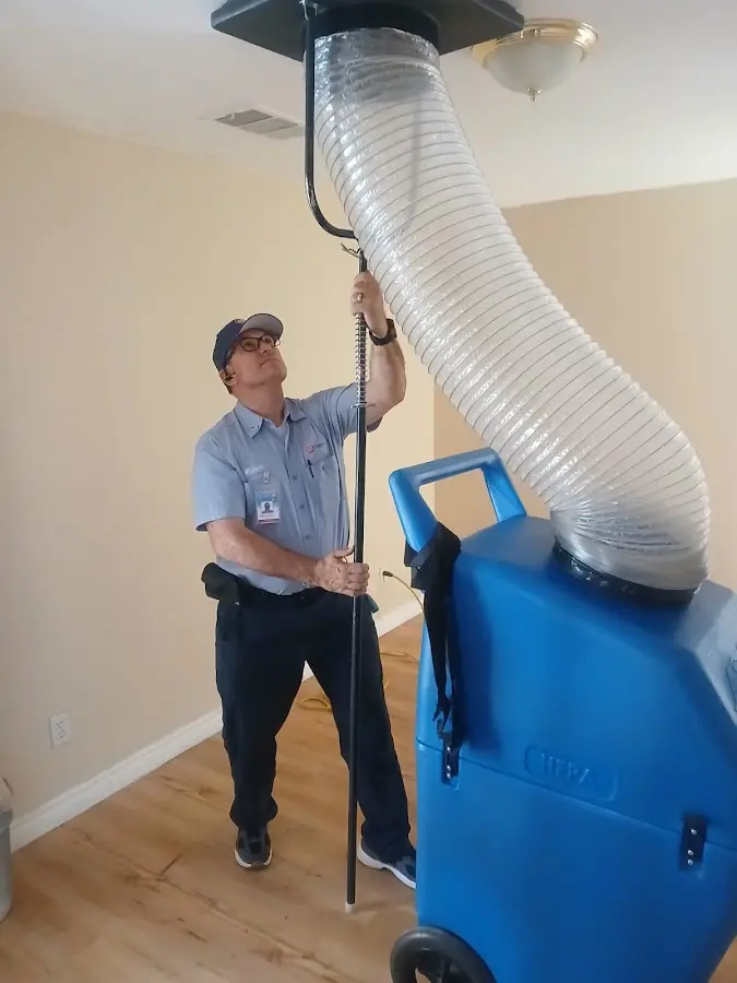 Mini Split Installation technician using HEPA equipment in Highland City